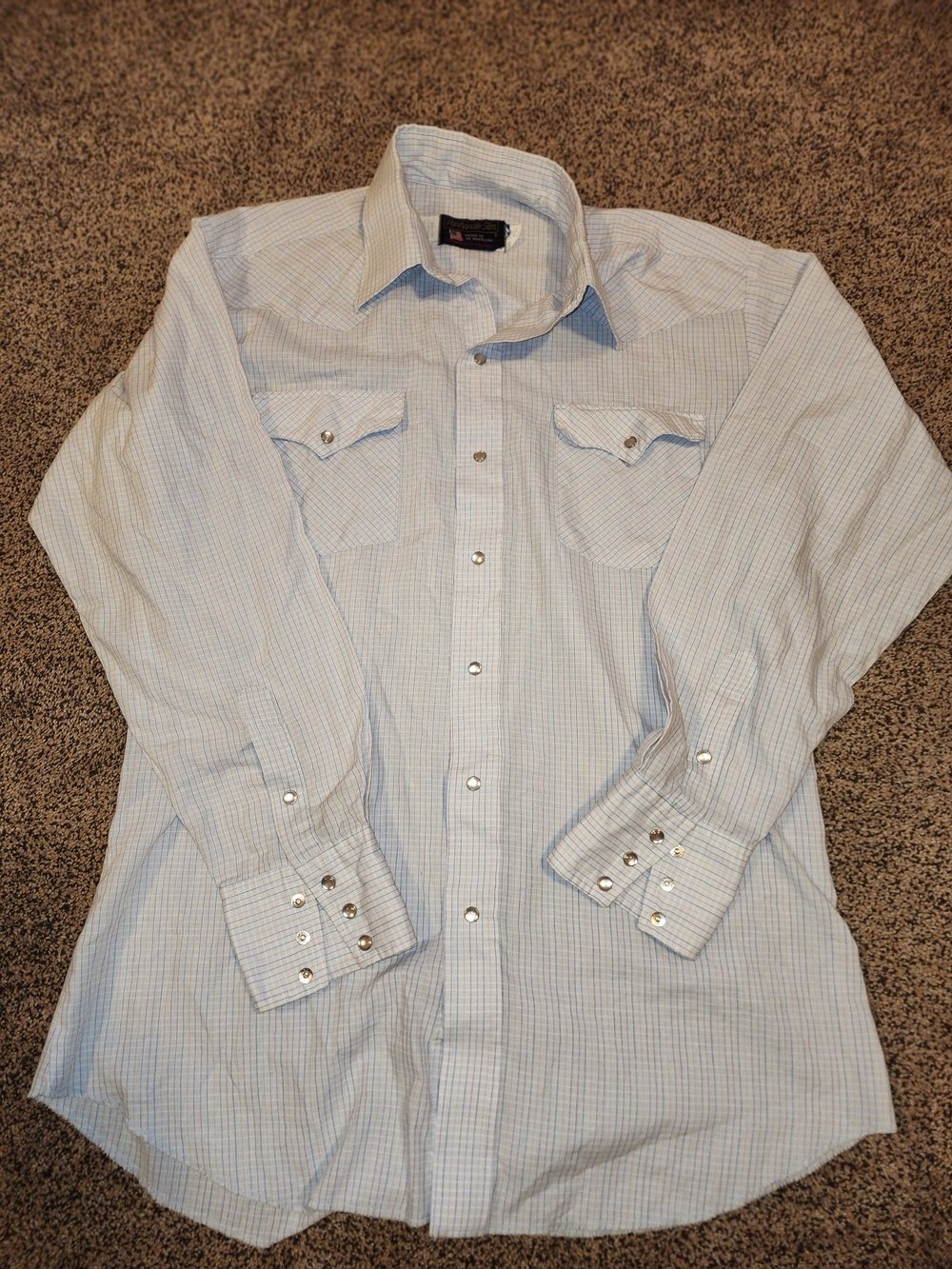 Panhandle Slim Light Blue Plaid Western Snap-Front Shirt